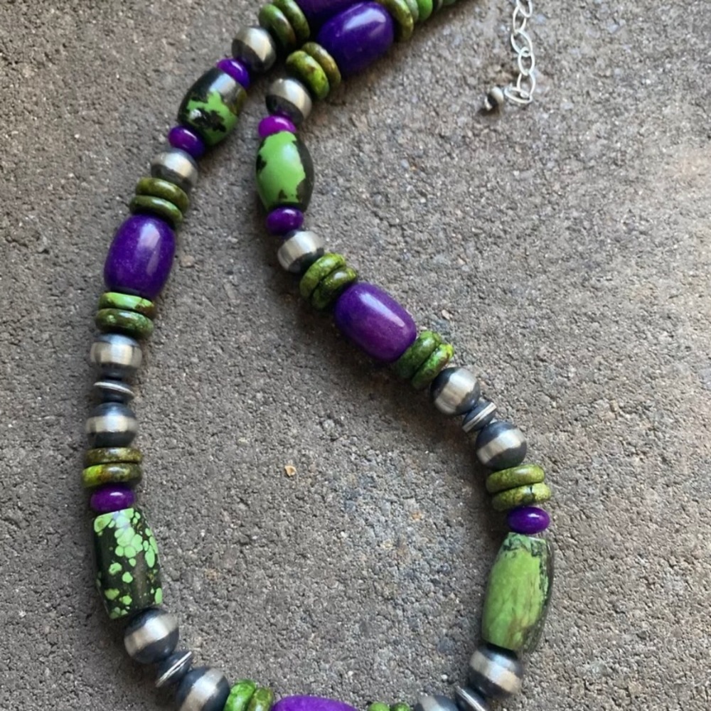 Sterling Silver Dyed Sugilite Turquoise W Pearls … - image 3